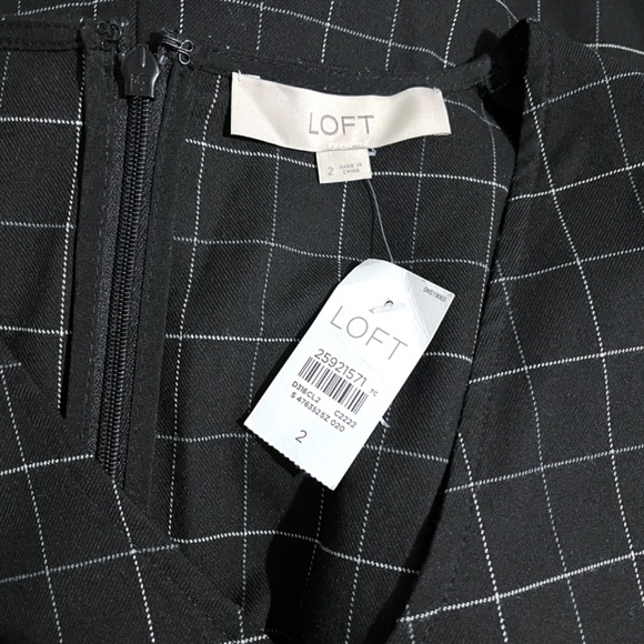 NWT LOFT Black Checkered Classic Shift Dress - Picture 8 of 10
